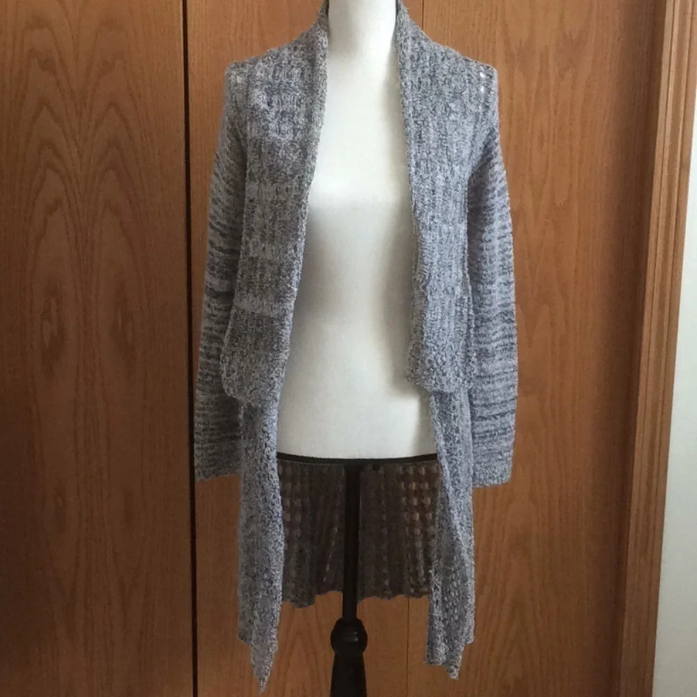 Mystree Long Open Cardigan With Shawl Collar